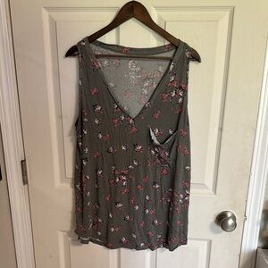 Maurices Pink and Green Floral Tank Top